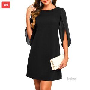 Flutter Sleeve Chiffon Cocktail Dress, A-Line Formal Wedding Guest Party